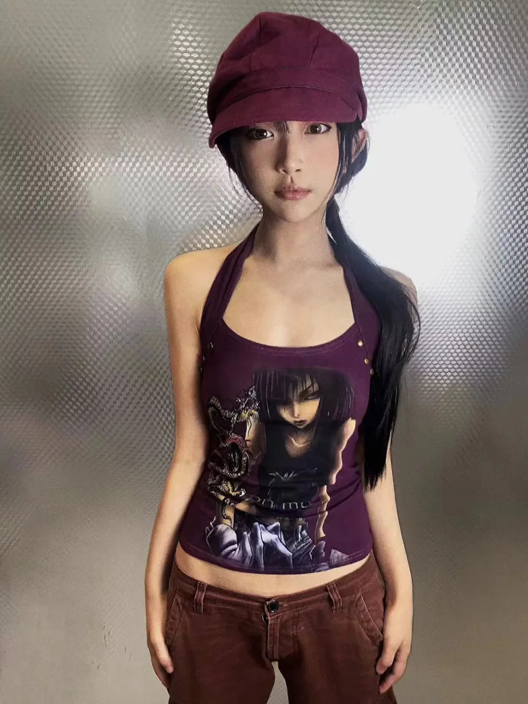 WEBBAR | Purple Halter Vest With Rivets