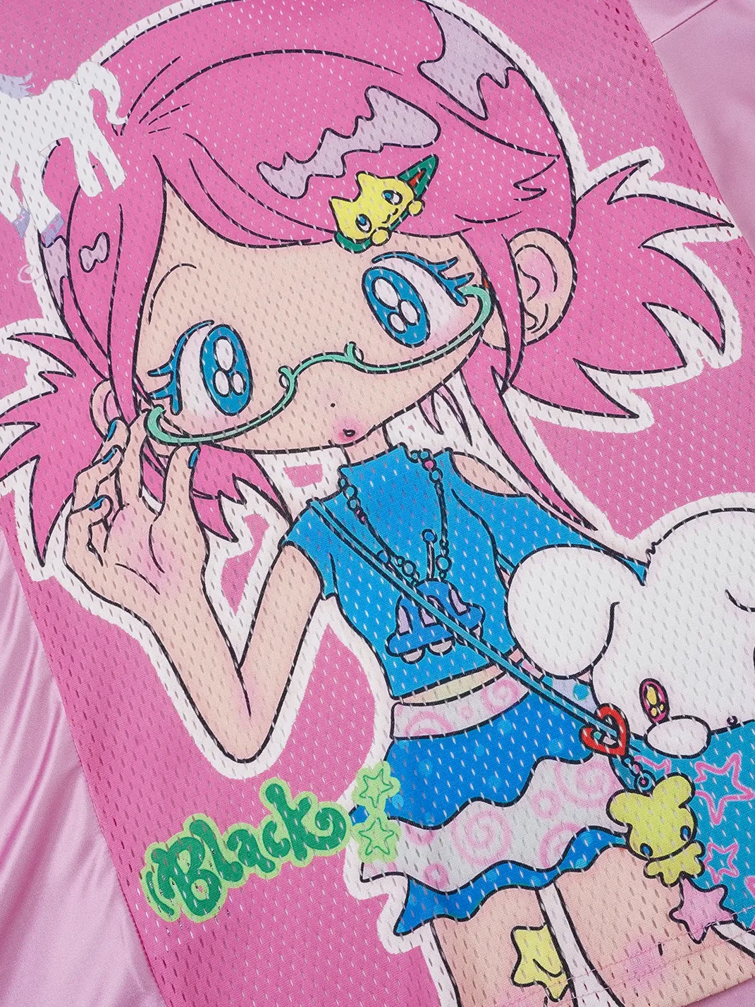 BlackBerry | Pink Cartoon Girl Oversized V-Neck Jersey