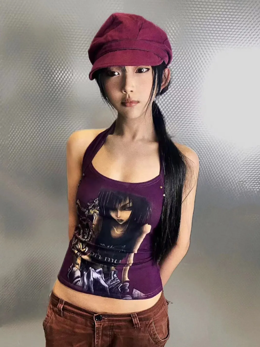 WEBBAR | Purple Halter Vest With Rivets
