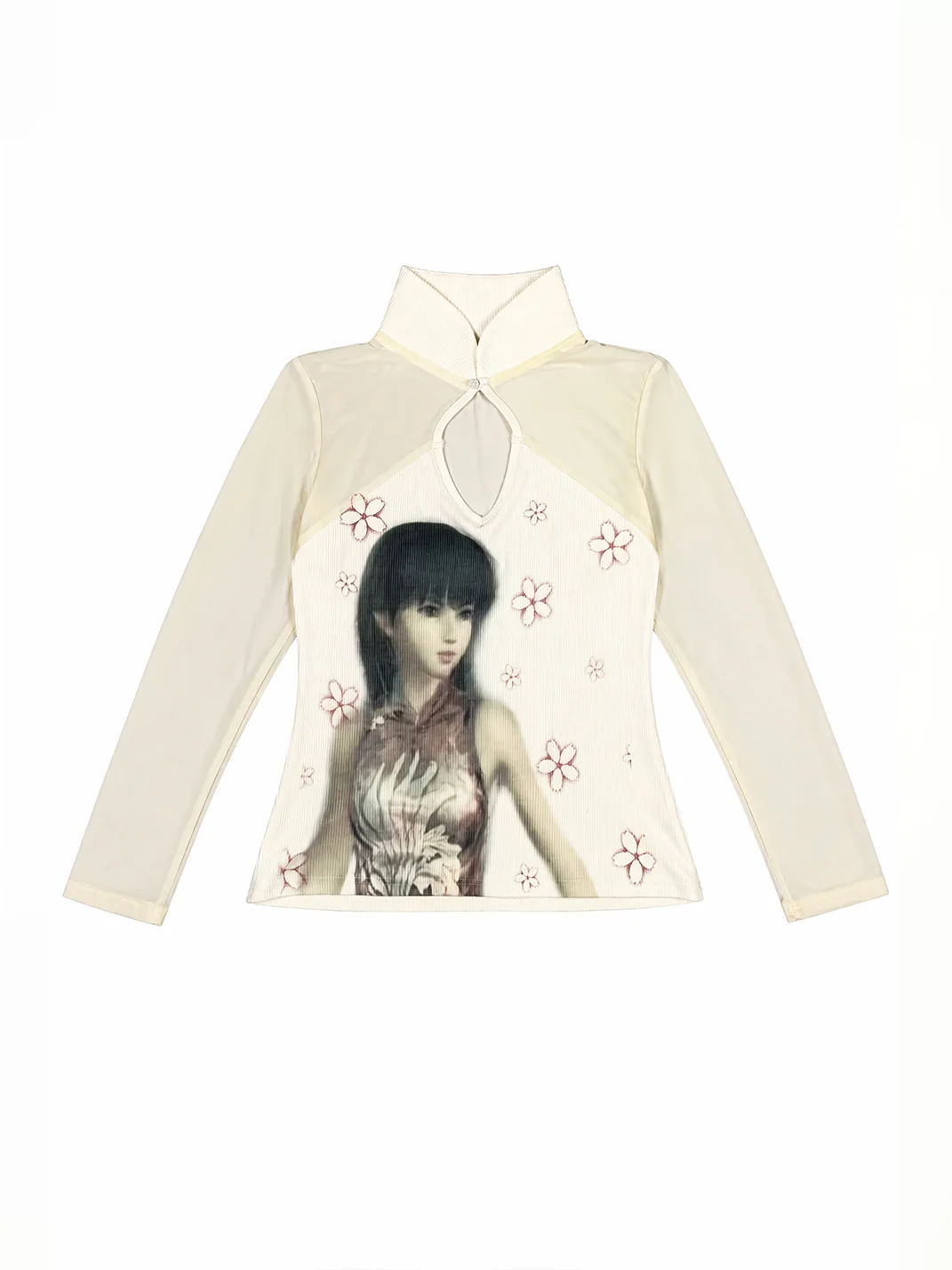 WEBBAR | Off-White Cherry Blossom Print Long Sleeve T-Shirt