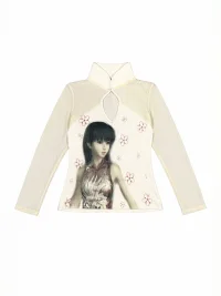 WEBBAR | Off-White Cherry Blossom Print Long Sleeve T-Shirt
