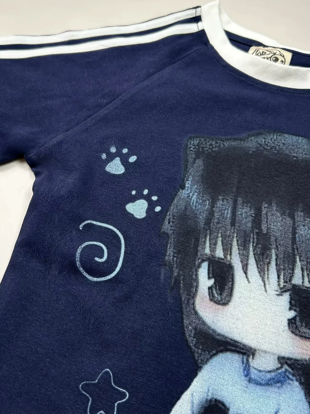 WEBBAR | Blue Short Sleeve T-Shirt With Anime Pattern