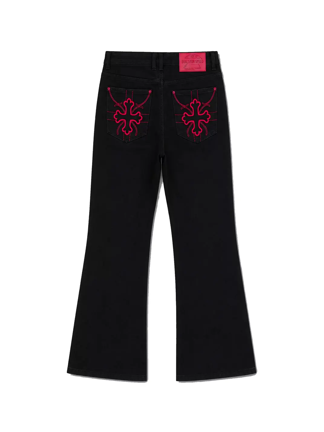 PAIKI | Embroidered Flared Black Jeans