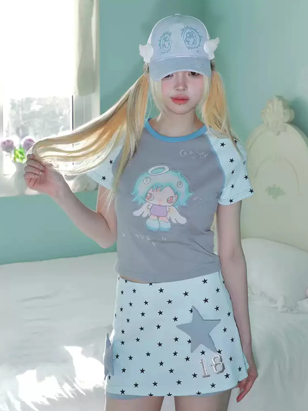 Hashtag DDD | Angel Print Raglan T-Shirt