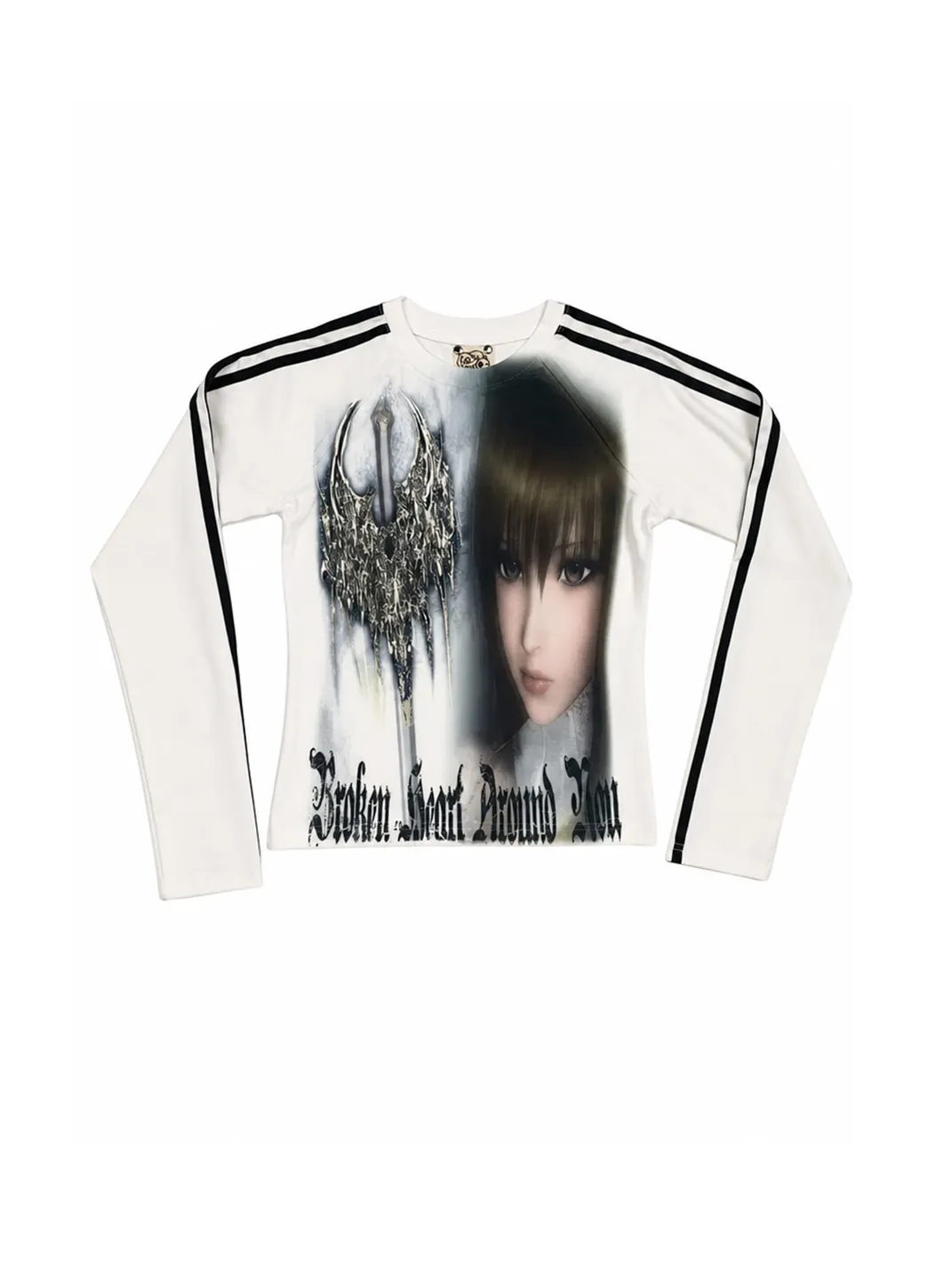 WEBBAR | Gothic Graphic Fitted Long-Sleeve Jersey Top