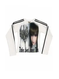 WEBBAR | Gothic Graphic Fitted Long-Sleeve Jersey Top