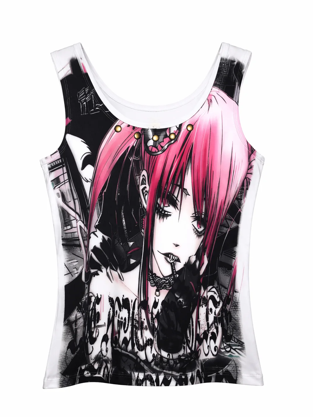 WEBBAR | Punk 2D Girl U-Neck Sleeveless Vest