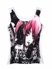 WEBBAR | Punk 2D Girl U-Neck Sleeveless Vest