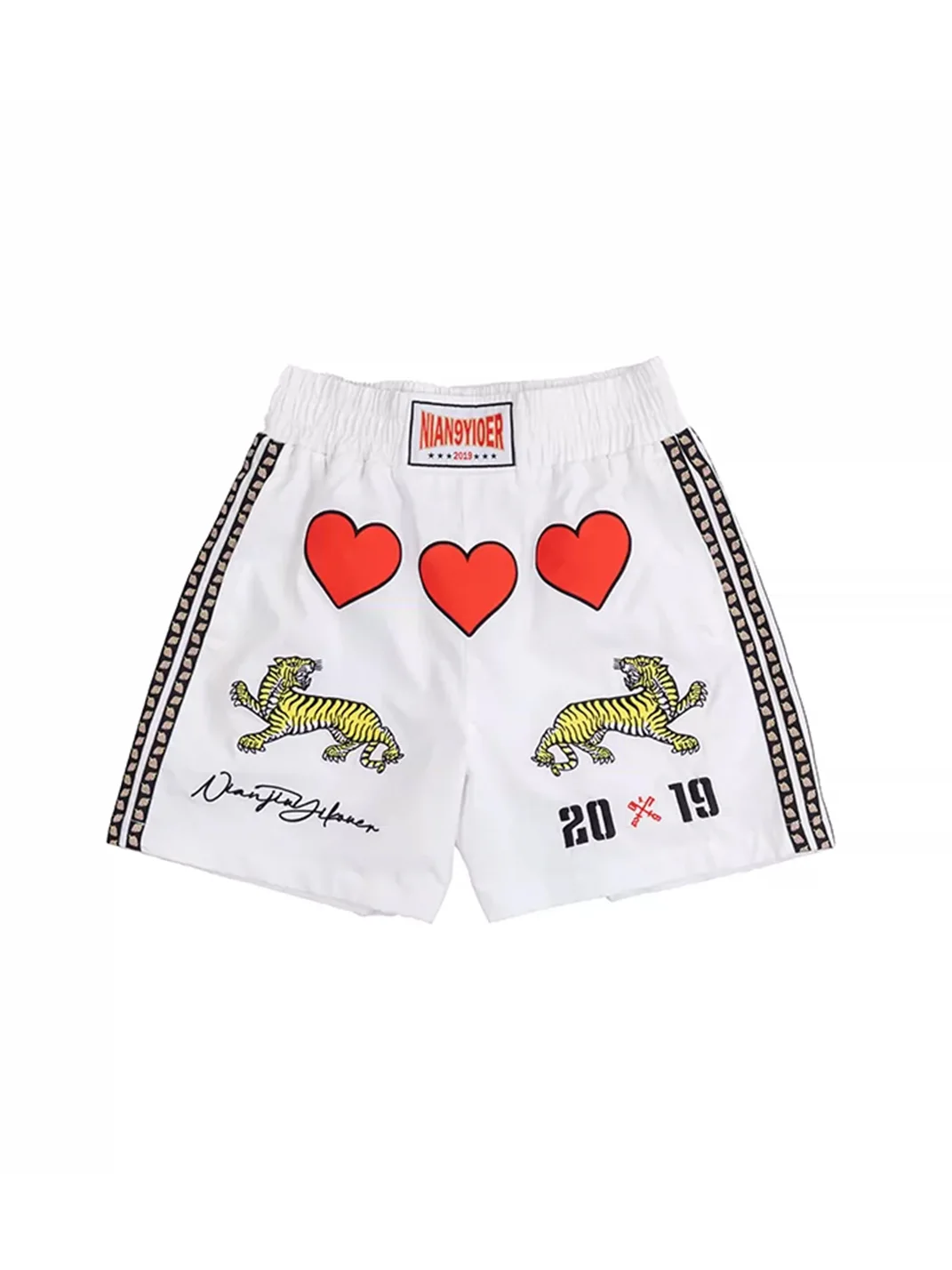 NJYKE | Heart Embroidered Boxing Shorts