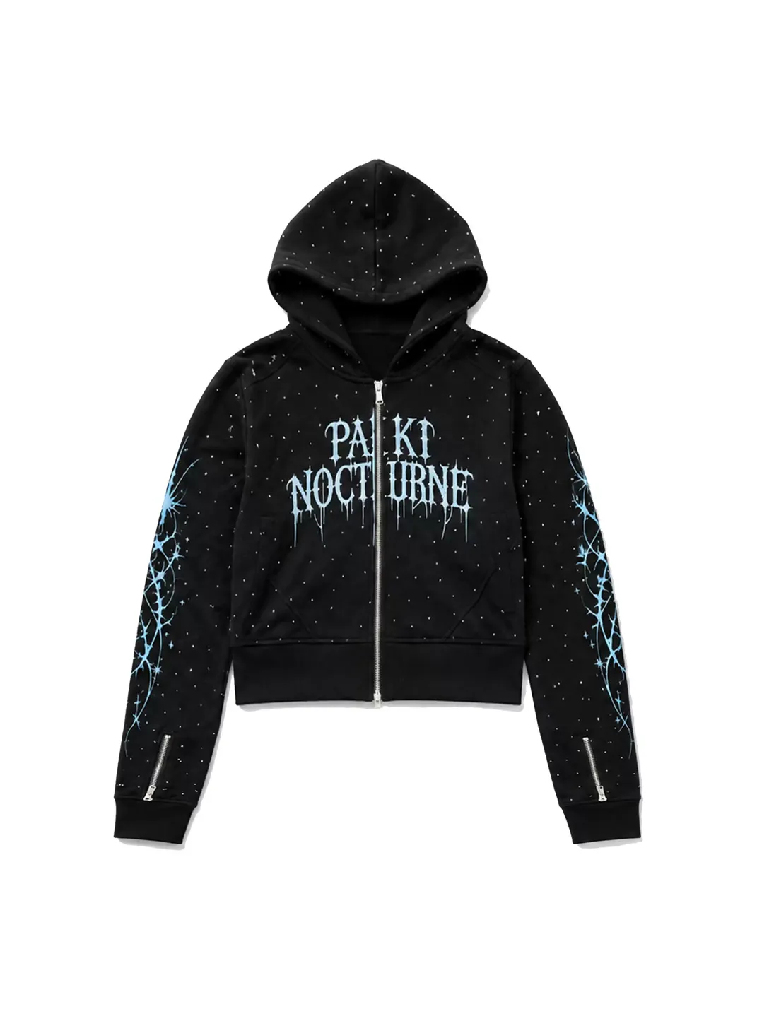 PAIKI | Rhinestone Thorn Cropped Zip Hoodie