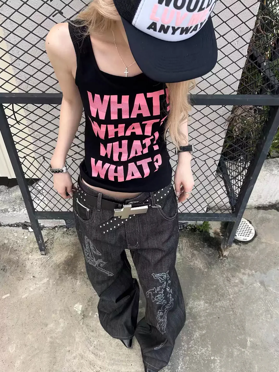 Gods plan | Women's Black and Pink Slogan Graphic Fitted Tank Top