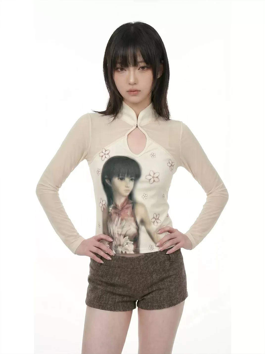 WEBBAR | Off-White Cherry Blossom Print Long Sleeve T-Shirt