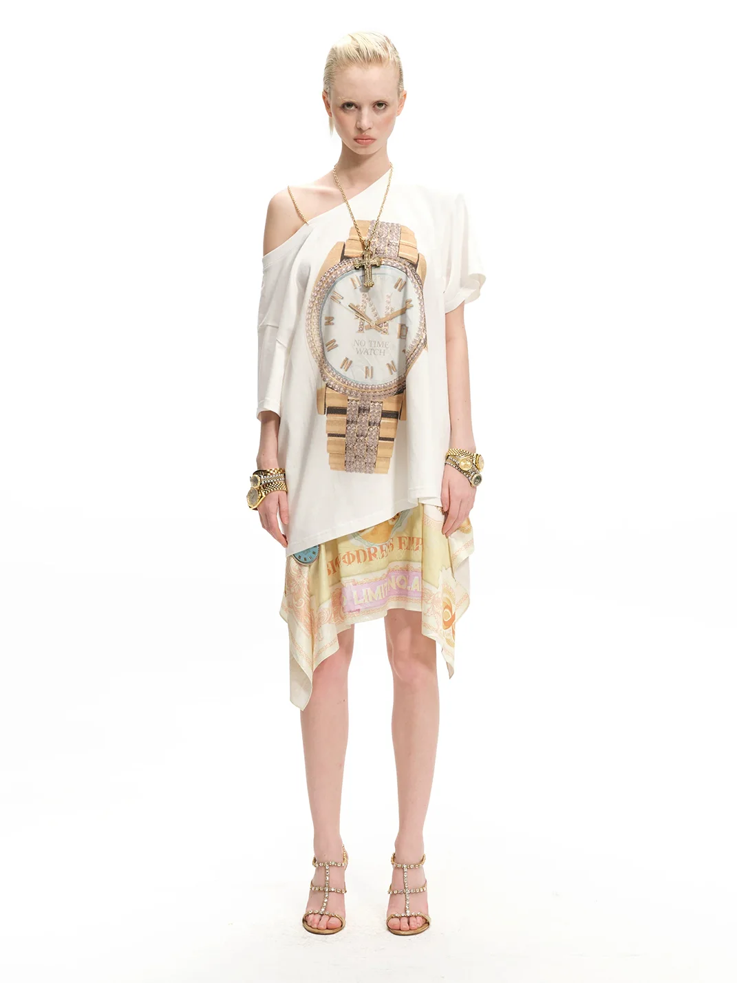 Nodress | Notime Watch Off-Shoulder Short-Sleeve T-Shirt