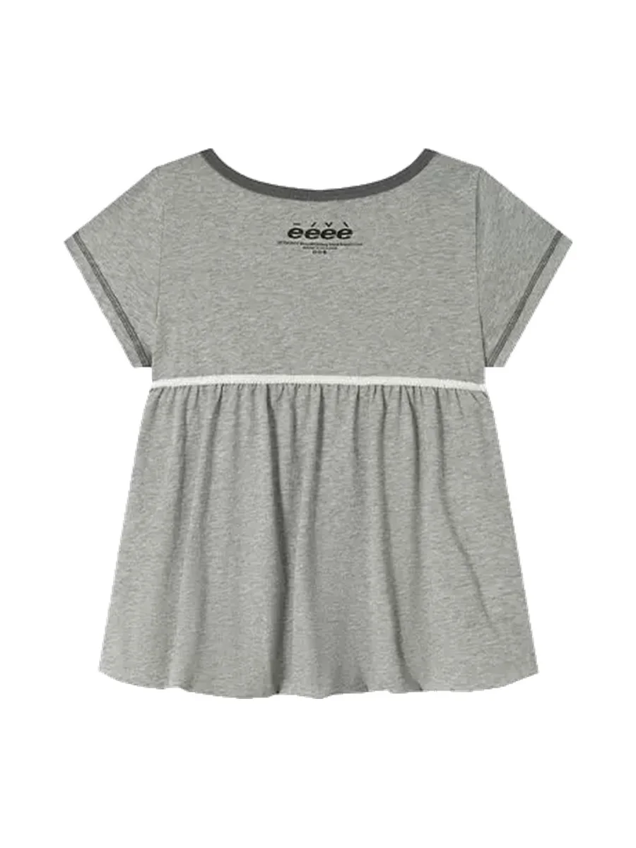 EeeeArtmonster | Cartoon Eye Lace Peplum T-Shirt - 2