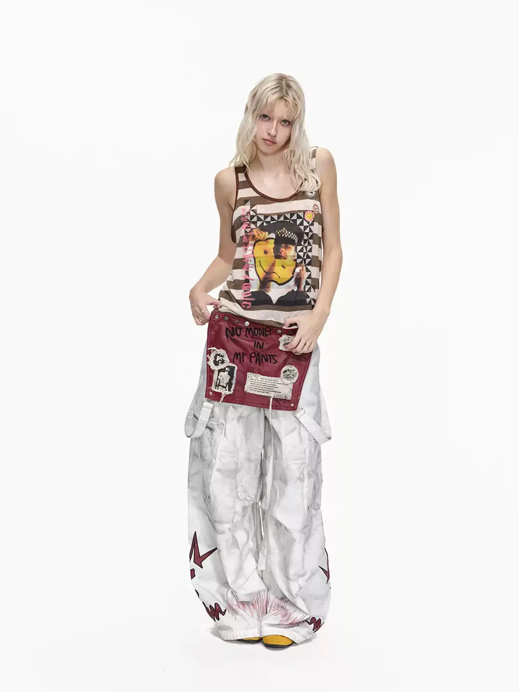 EMOBROTHER | Detachable Distressed Embroidered Cargo Overalls