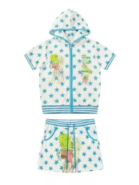BlackBerry | Blue Star Print Hooded Top and Skirt Set