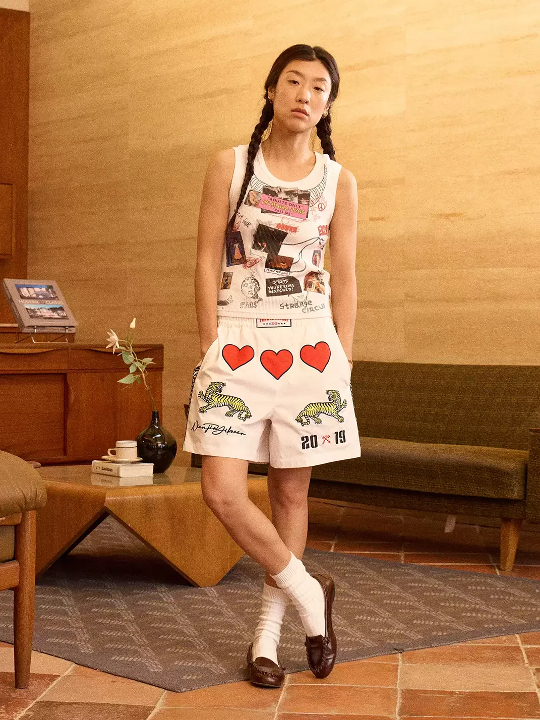NJYKE | Heart Embroidered Boxing Shorts