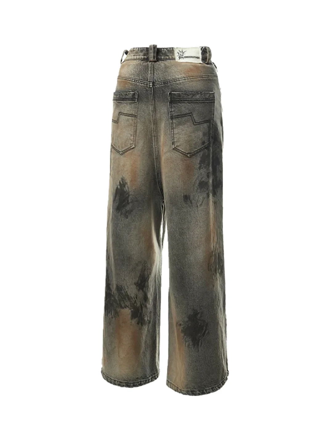 EMOBROTHER | Distressed Oxidized Stain Wide-Leg Jeans