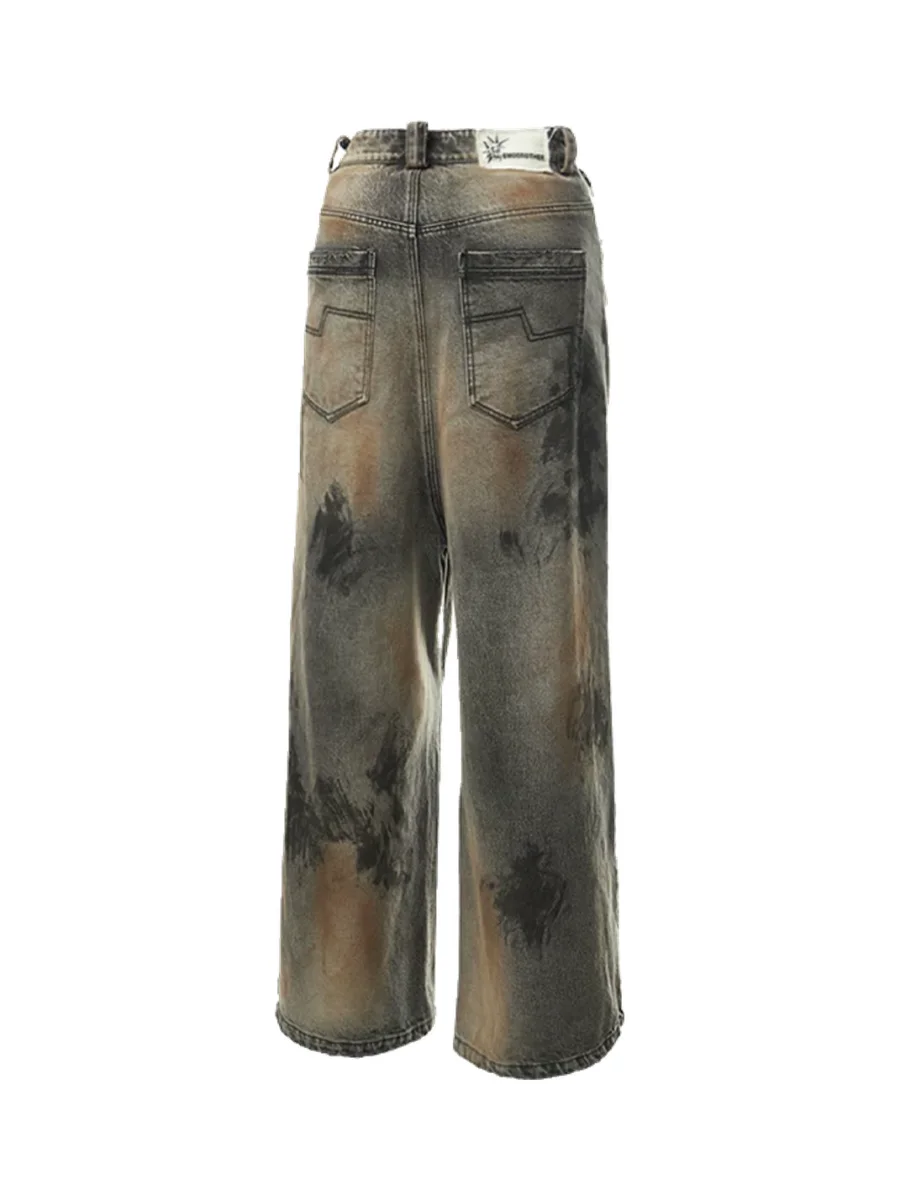EMOBROTHER | Distressed Oxidized Stain Wide-Leg Jeans - 2