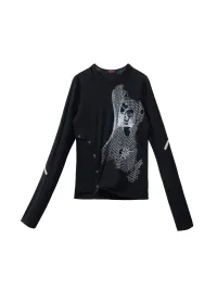 EMOBROTHER | Skeletal Texture Faux-Layer Long-Sleeve T-Shirt