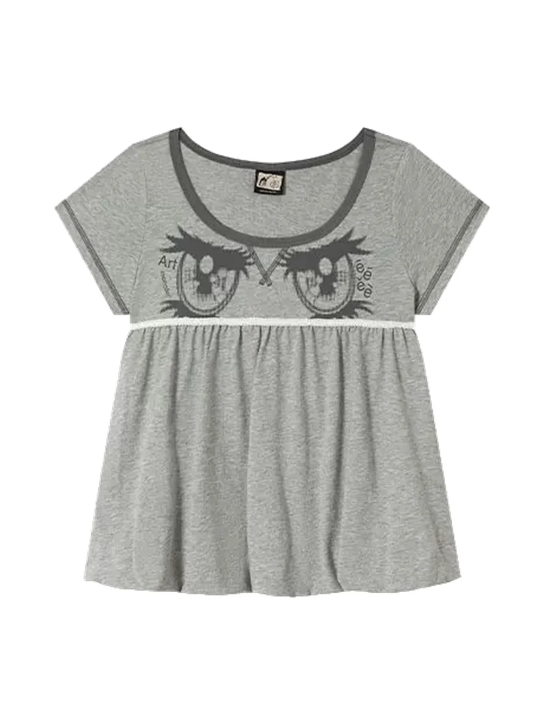 EeeeArtmonster | Cartoon Eye Lace Peplum T-Shirt