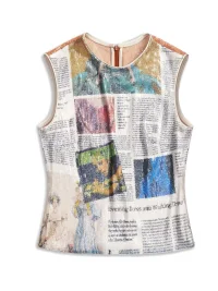 TRINITE | Sequin Newspaper and Game Print Tank Top