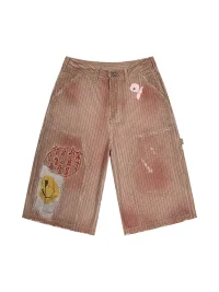 EMOBROTHER | Distressed Striped Patchwork Shorts