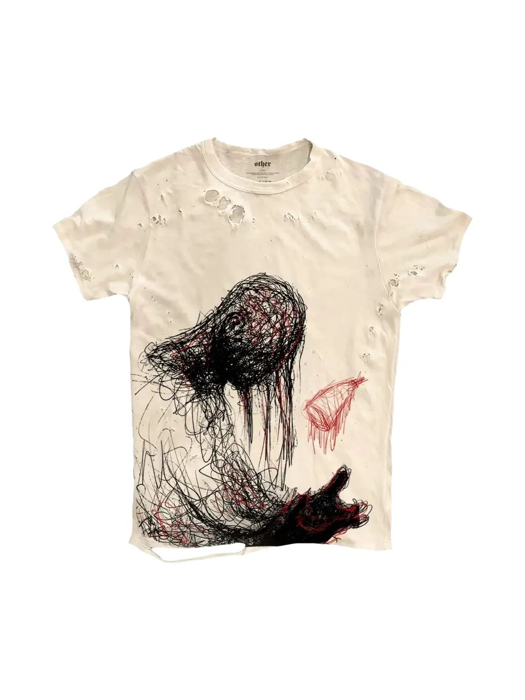 SHIBU | Distressed Abstract Line Graphic Short-Sleeve T-Shirt