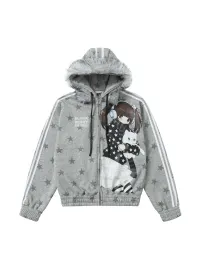BlackBerry | Star Pattern Hooded Zip-Up Jacket