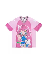BlackBerry | Pink Cartoon Girl Oversized V-Neck Jersey