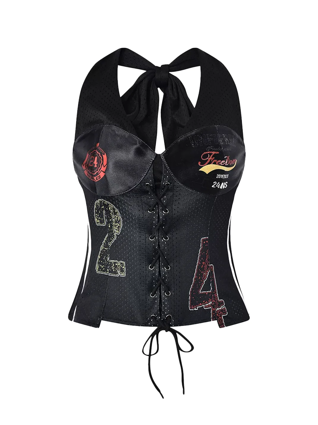 24ans online | Asymmetric Printed Halter Tank Top