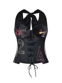 24ans online | Asymmetric Printed Halter Tank Top