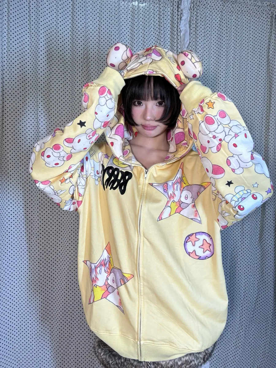 BlackBerry | Yellow Rabbit-Ear Hooded Jacket - 3