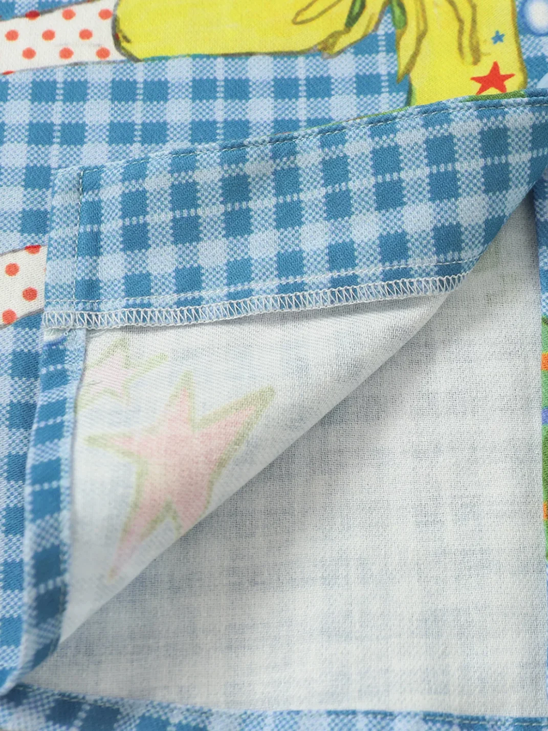 BlackBerry | Blue Plaid Short-Sleeve Shirt with Cartoon Ocean Motifs