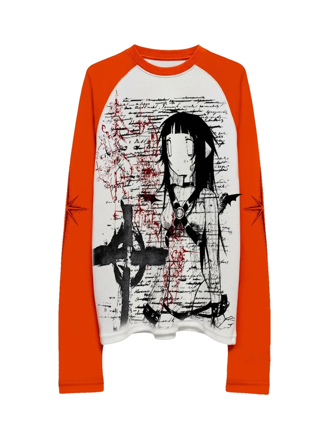 SHIBU | Unisex Gothic Punk Raglan Long-Sleeve Graphic T-Shirt