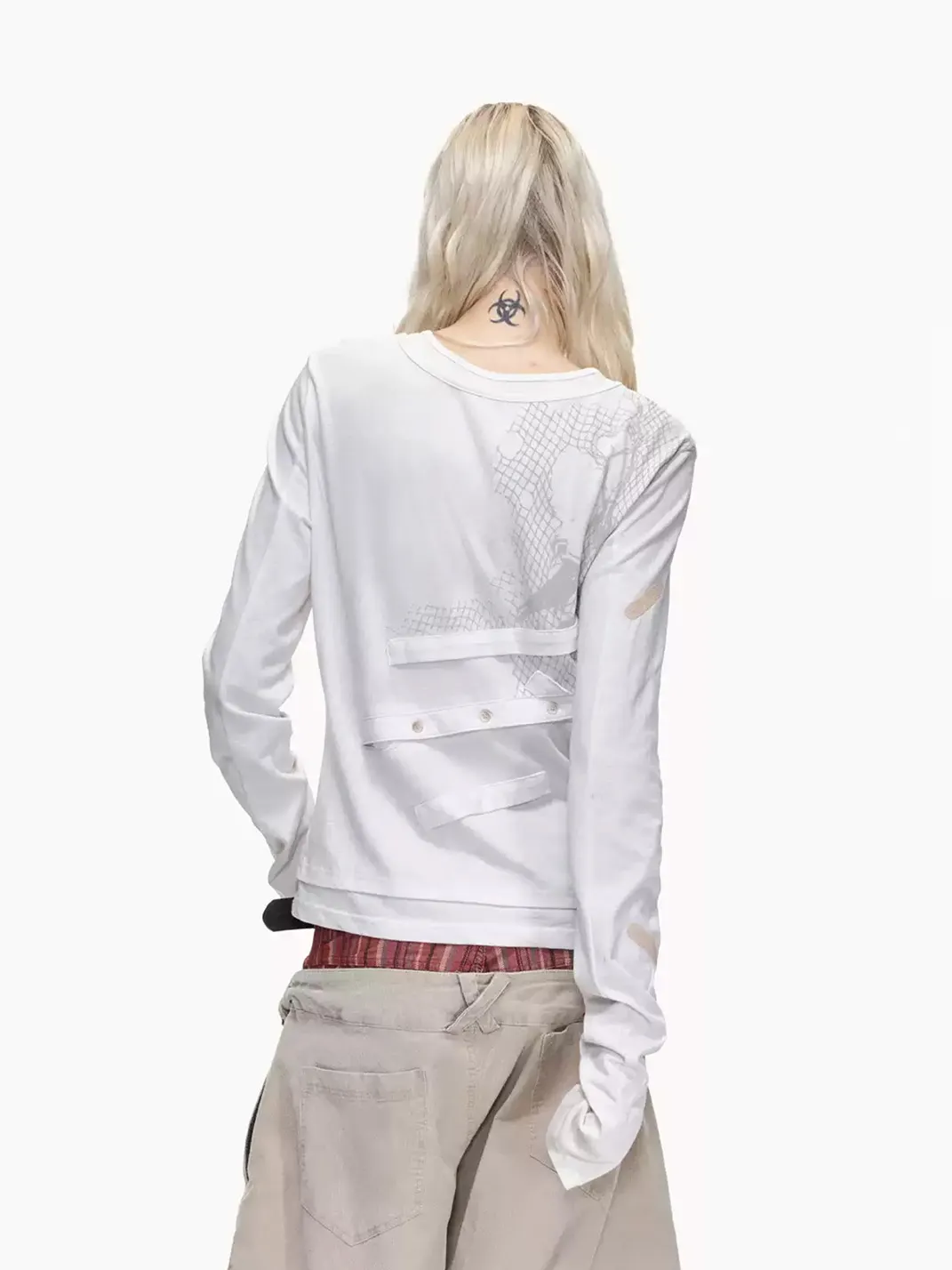 EMOBROTHER | Skeletal Texture Faux-Layer Long-Sleeve T-Shirt