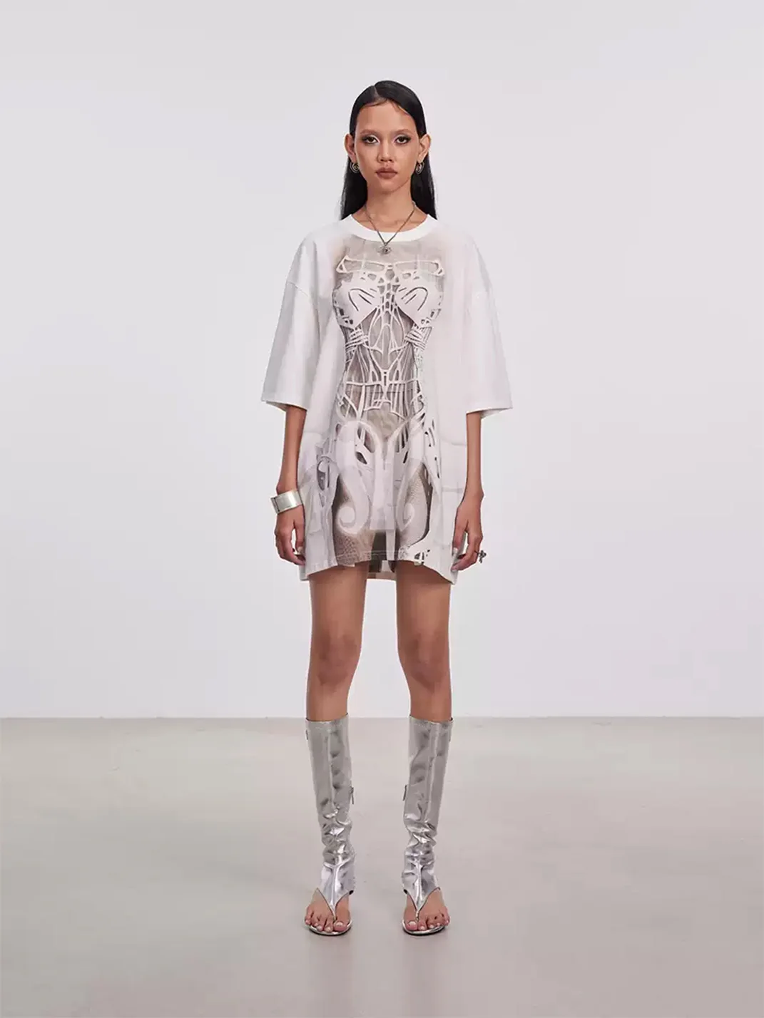 DAMAGE ASIA | Skeleton Corset Graphic Oversized T-Shirt
