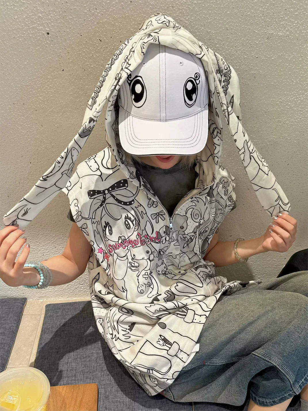 BlackBerry | Rabbit Ear Cartoon Hooded Vest