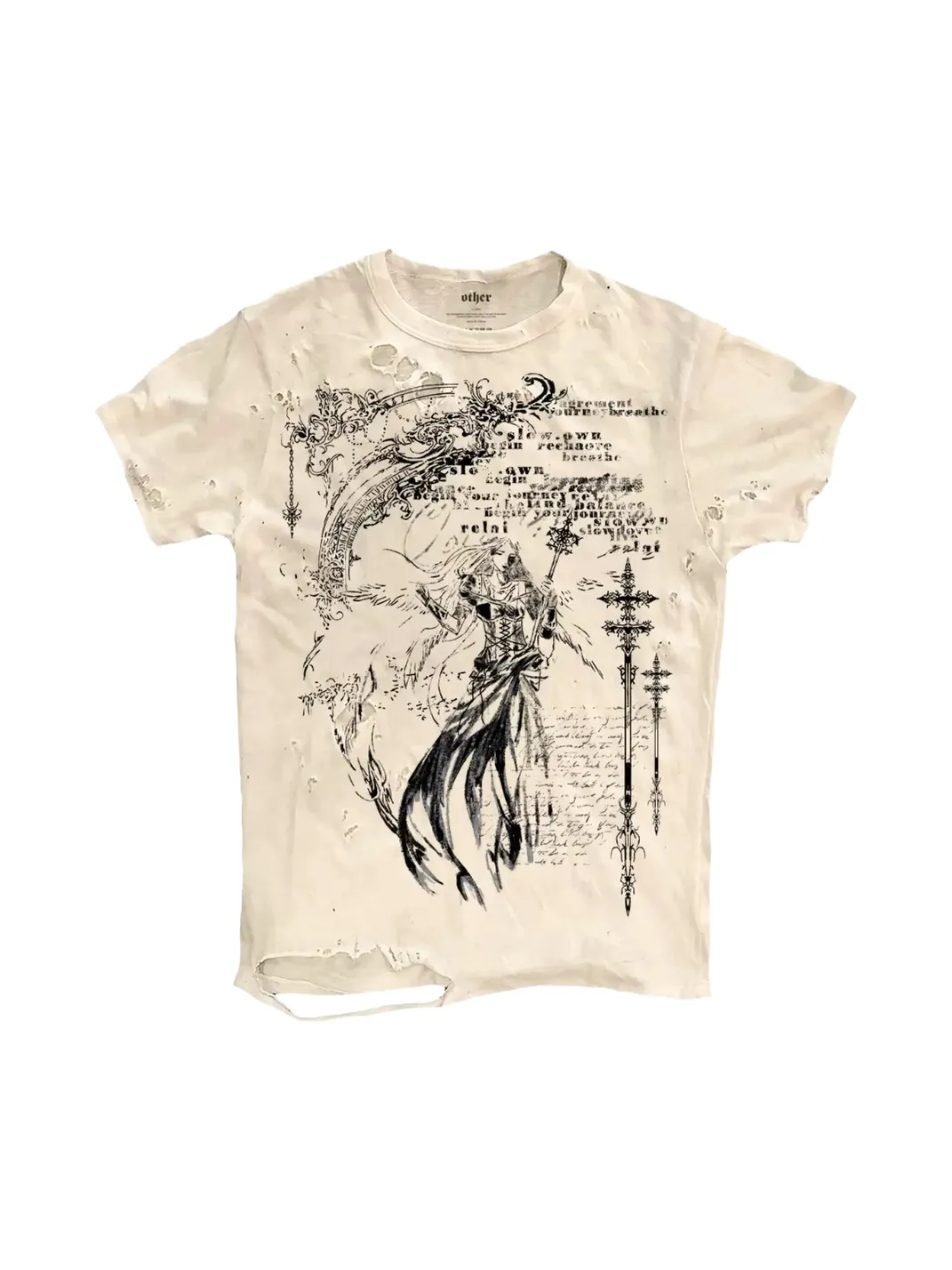 SHIBU | Distressed Angel Graphic Short-Sleeve T-Shirt
