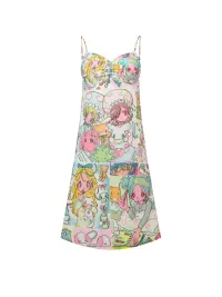 BlackBerry | Cartoon Print Cotton Midi Slip Dress