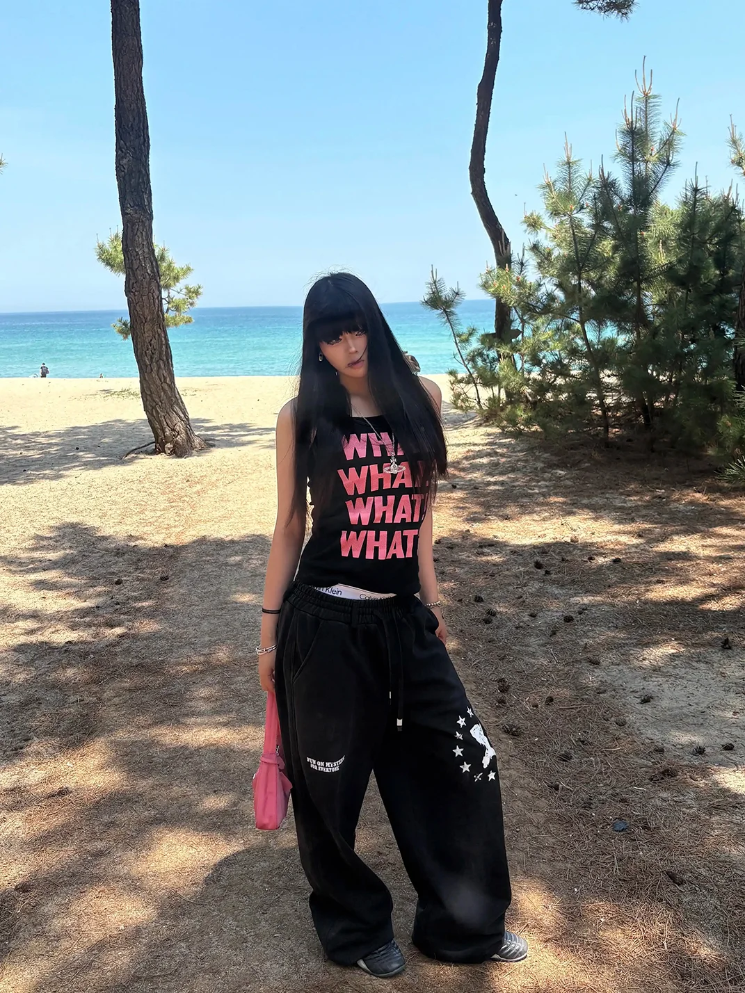 Gods plan | Women's Black and Pink Slogan Graphic Fitted Tank Top