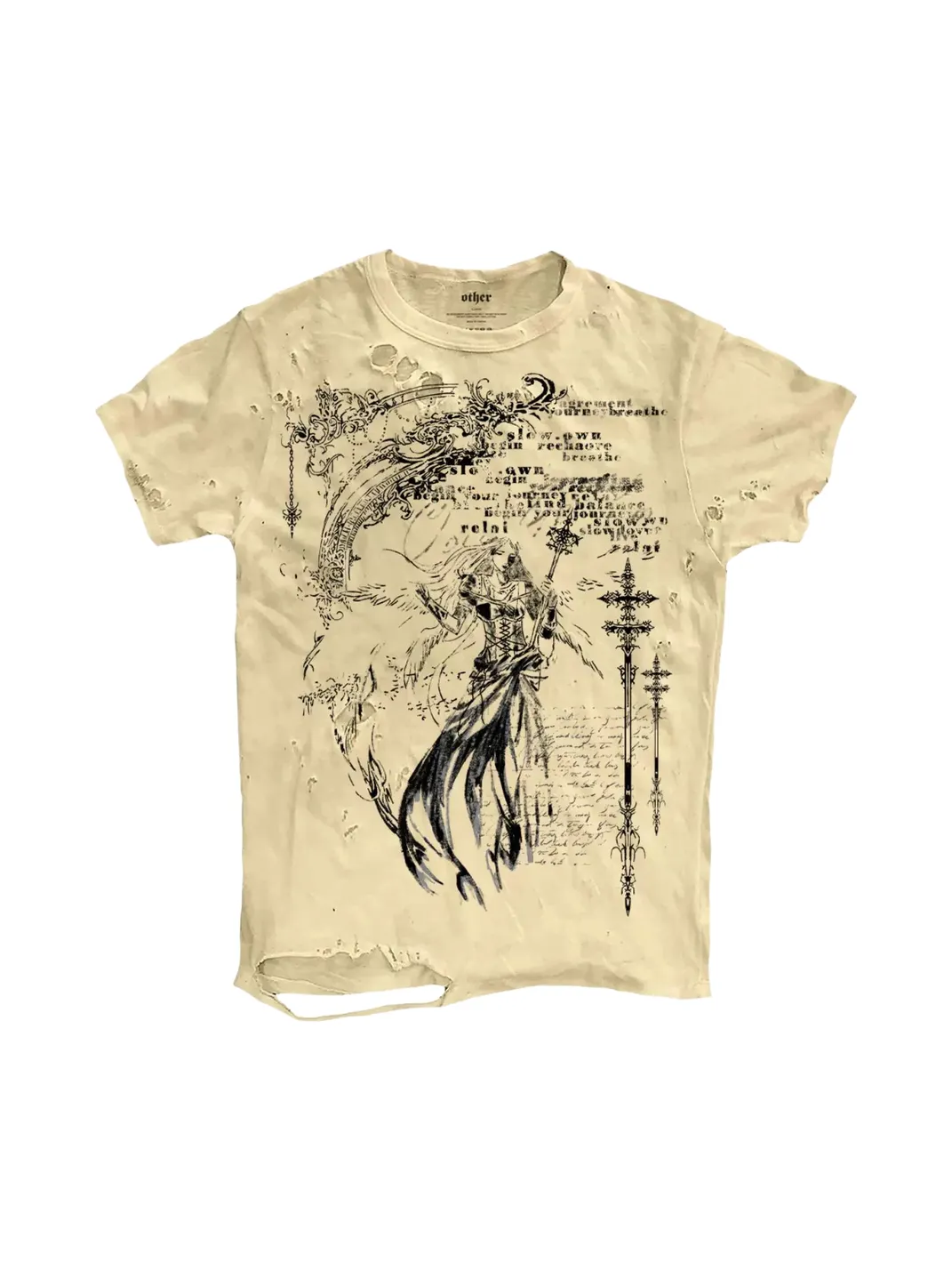 SHIBU | Distressed Angel Graphic Short-Sleeve T-Shirt