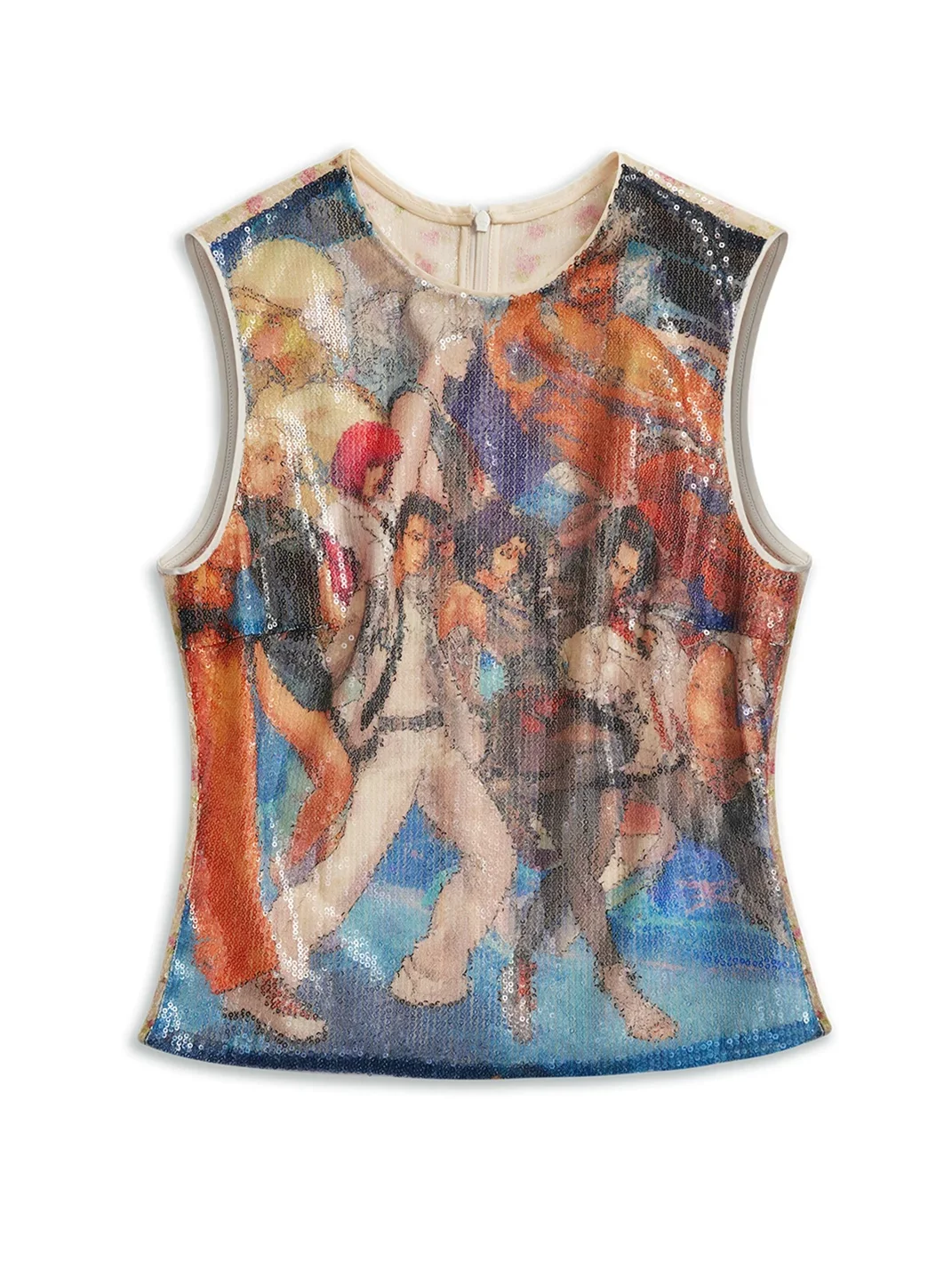 TRINITE | Sequin Newspaper and Game Print Tank Top