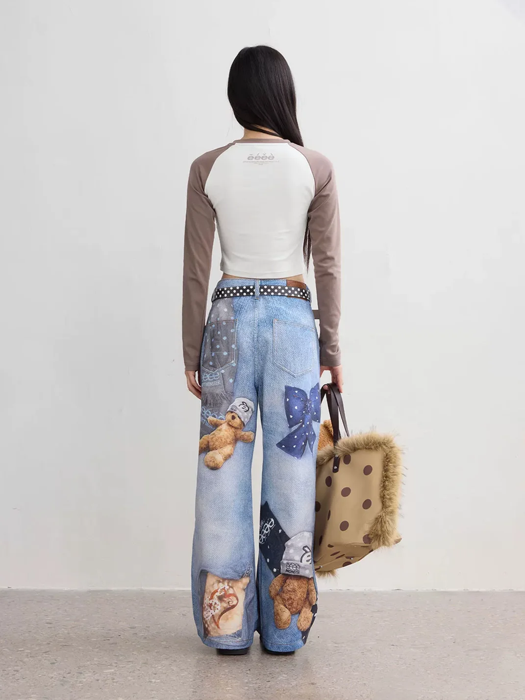 EeeeArtmonster | Teddy Bear Print Straight Jeans
