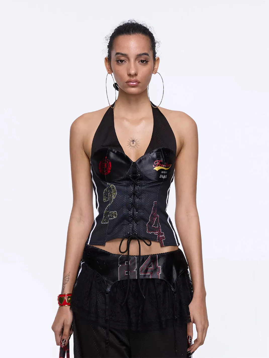24ans online | Asymmetric Printed Halter Tank Top