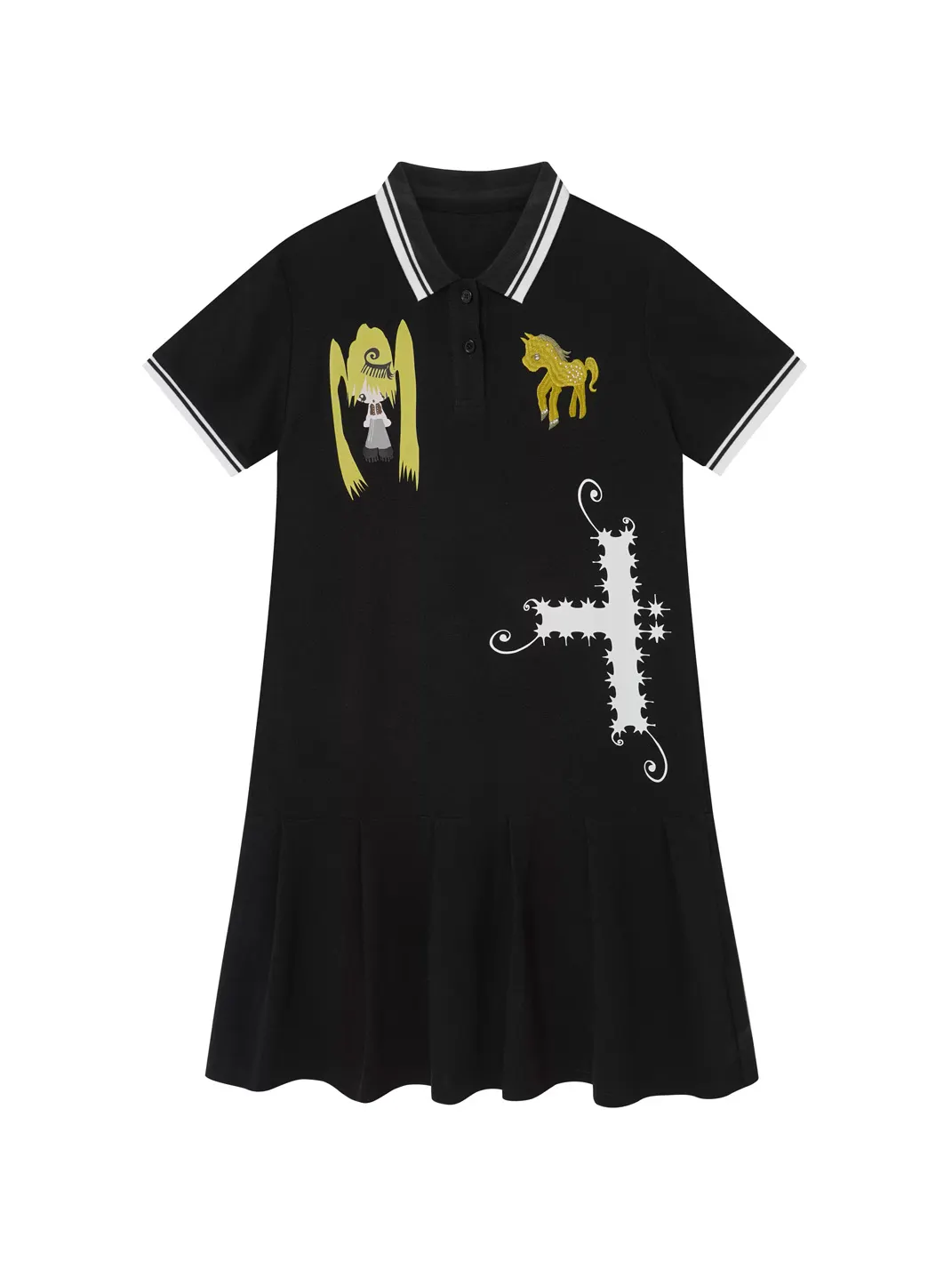 BlackBerry | Unicorn Embroidered Pleated Polo Dress
