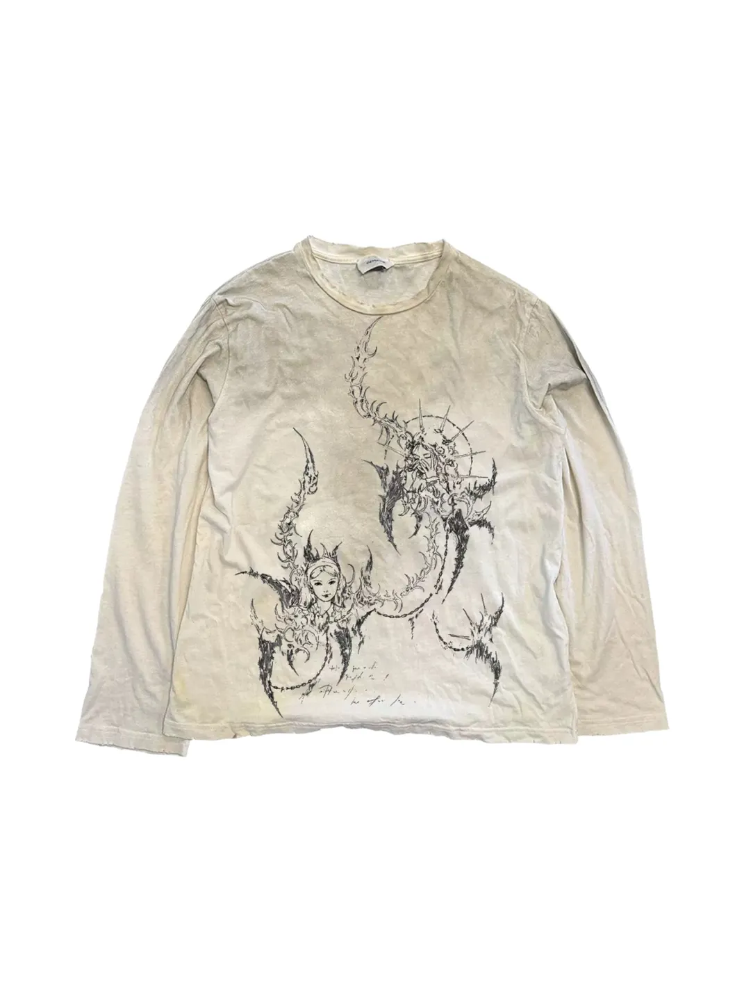 SHIBU | Distressed Fantasy Line Graphic Long-Sleeve T-Shirt