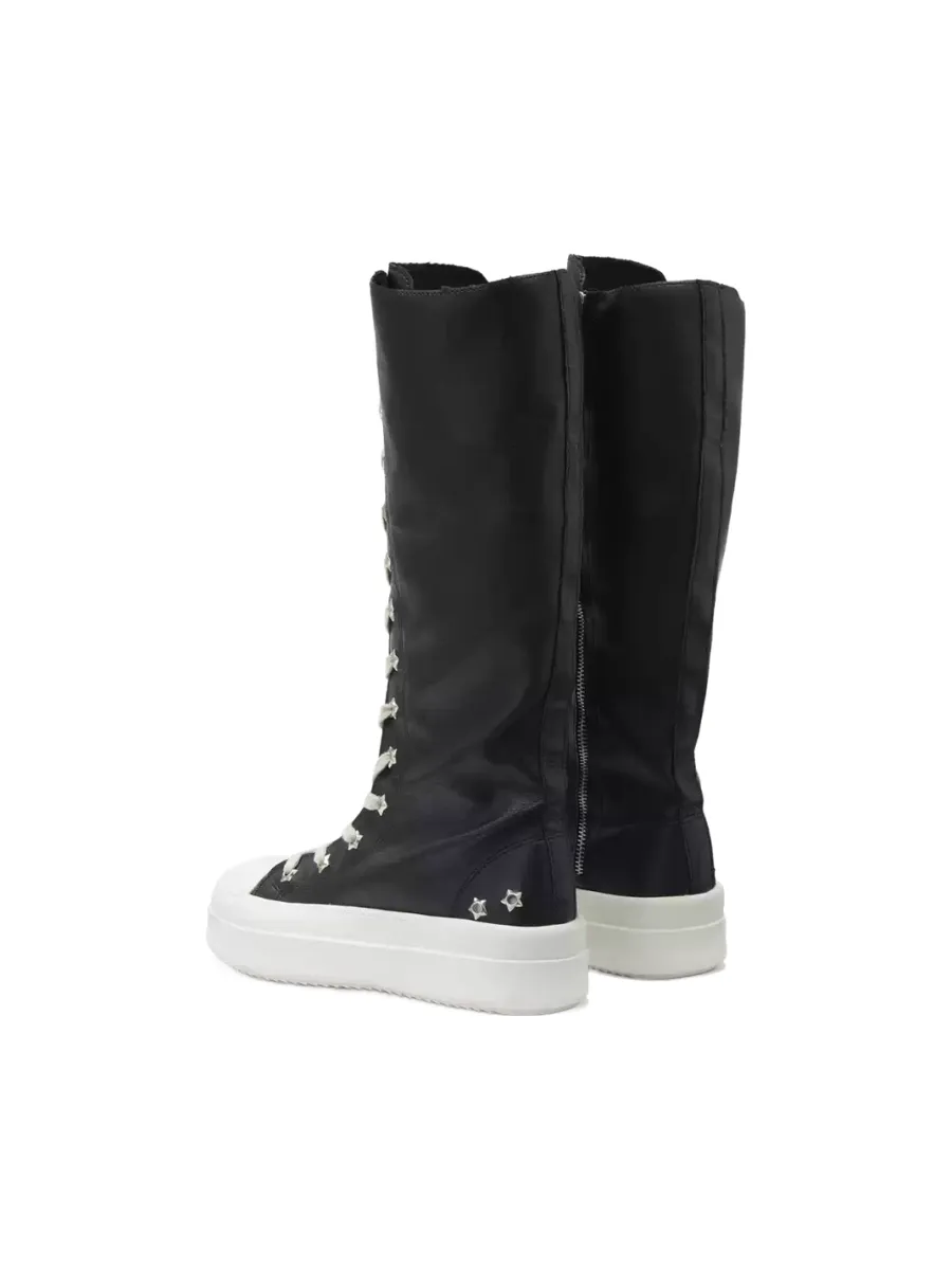 Gods plan | Women's Black Platform High-Top Boots with Star Details - 4