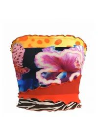 RARE SENSE | Iris Floral Print Tube Top and Skirt Set