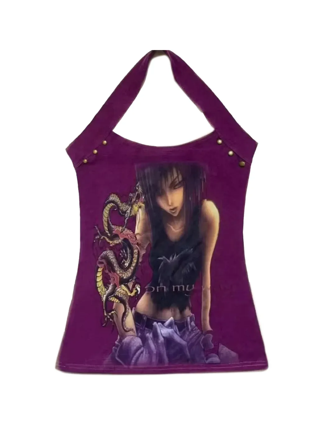 WEBBAR | Purple Halter Vest With Rivets